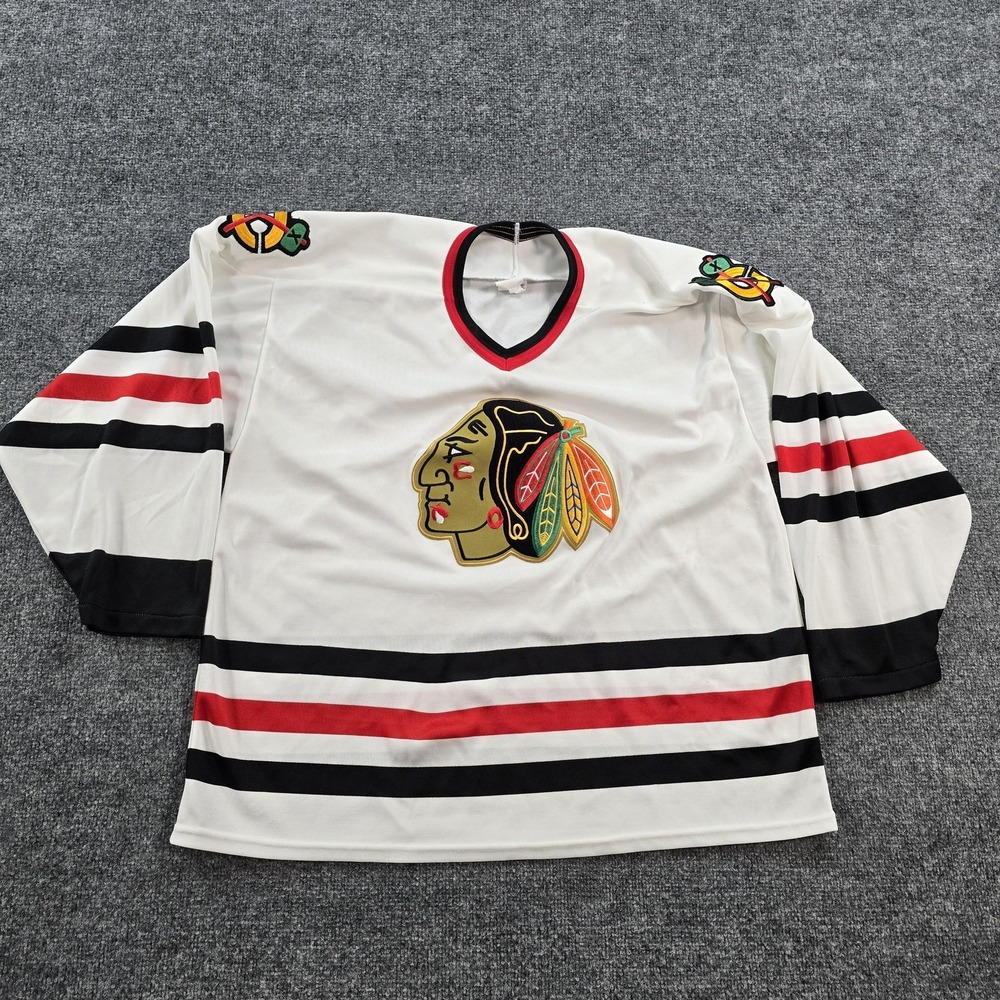 Vintage Chicago Blackhawks Jersey Mens XL White NHL Hockey CCM Blank Canada 90s